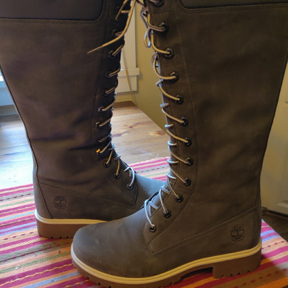 Timberland knee high lace up boots 8.5